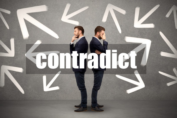 单词辨析：contradict什么意思？和deny,oppose,refute的区别